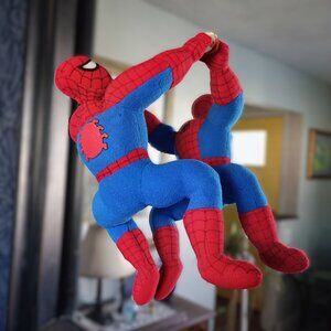 Vintage Spider-Man Plush Marvel 1994 With Suction Cups & DVDs Movies 1-3 Bundle